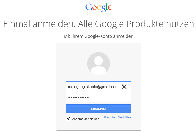 Bei Google einloggen