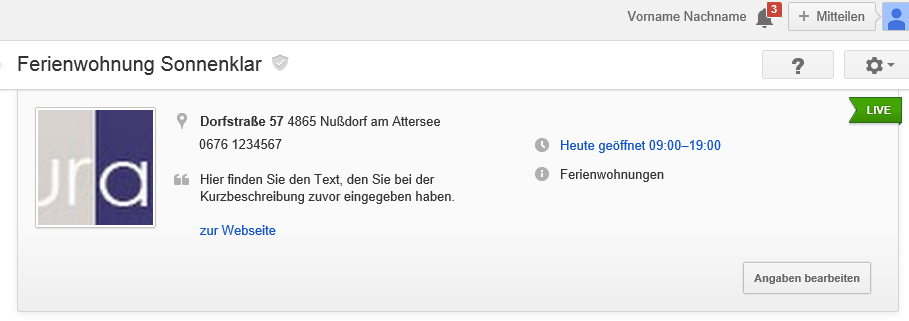 Google my Business Eintrag bestätigt und freigeschalten